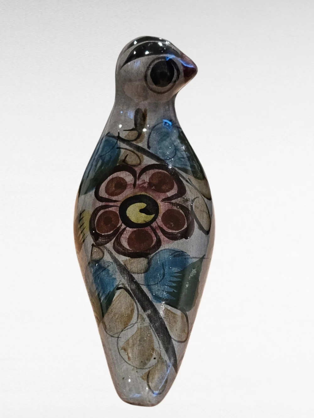 Vintage Tonala Mexican Folk Art Ceramic Bird